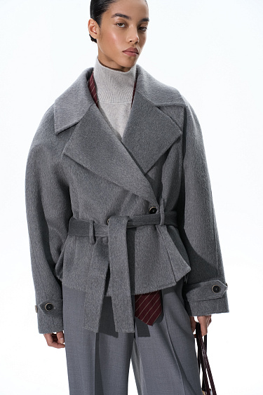 Short trench coat made of wool - BRUSNIKA Women Clothes