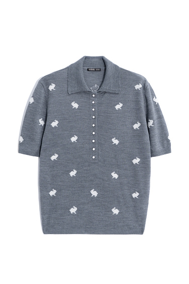 Animal Print Polo Shirt - BRUSNIKA Women Clothes