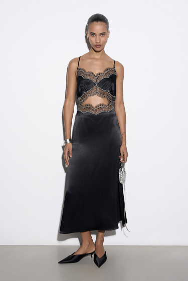 Maxi dress with lace - BRUSNIKA Women Clothes