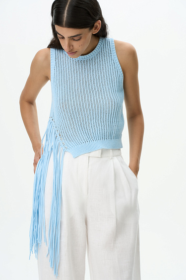 Knitted top with fringe - BRUSNIKA Women Clothes