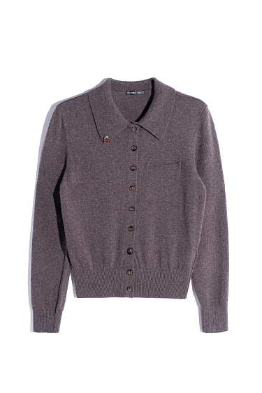 cashmere cardigan with a polo collar - BRUSNIKA Women Clothes