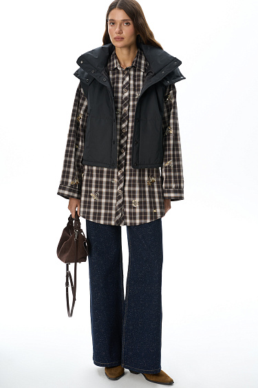 vest with a stand‑up collar and a hood - BRUSNIKA Women Clothes