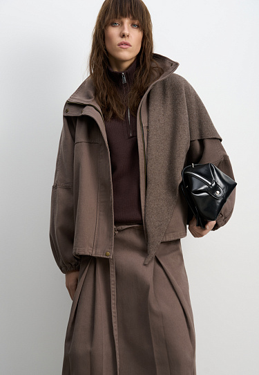 Denim jacket with a stand-up collar - BRUSNIKA Women Clothes