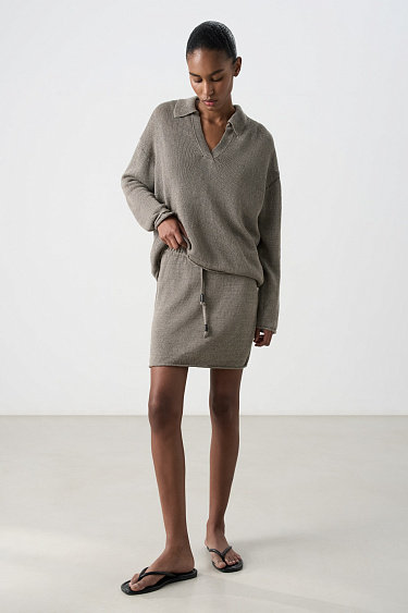 100% linen knit mini skirt - BRUSNIKA Women Clothes