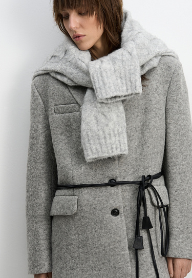 Wool jacket with eco-leather belt - BRUSNIKA Women Clothes
