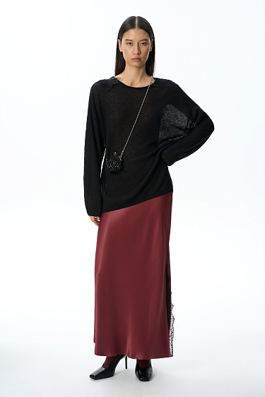 Merino wool jumper with lace - BRUSNIKA Women Clothes