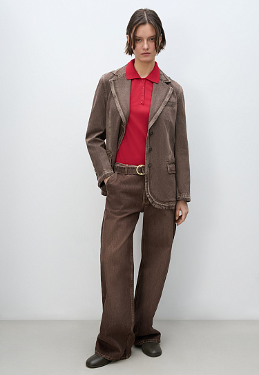 Top with a polo collar - BRUSNIKA Women Clothes