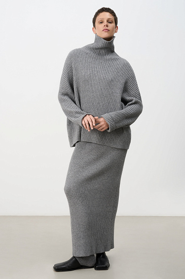 Ribbed skirt made of cashmere and wool - BRUSNIKA Women Clothes