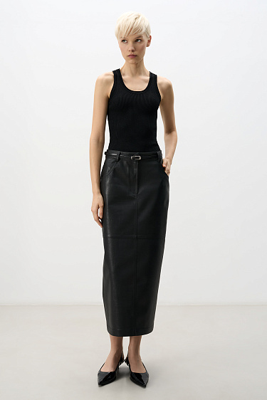 Eco-leather midi skirt - BRUSNIKA Women Clothes