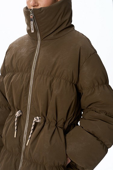 Voluminous down jacket with suede effect - BRUSNIKA Women Clothes
