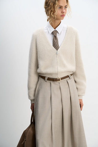 Zippered fox-fur cardigan - BRUSNIKA Women Clothes
