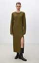 Knitted cashmere and wool dress with slit - BRUSNIKA. Women clothes