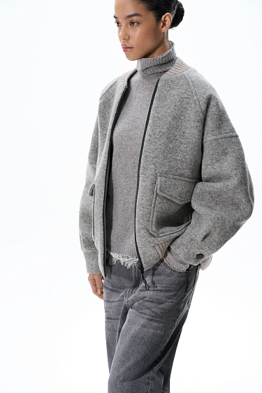 Wool bomber jacket with zip - BRUSNIKA Women Clothes