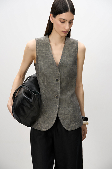 Long-sleeved vest made of 100% linen - BRUSNIKA Women Clothes