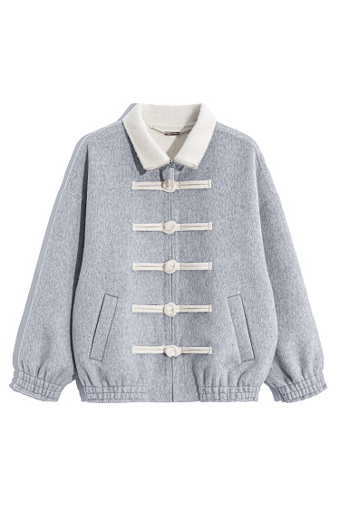 wool bomber jacket with an Asian‑style fastener - BRUSNIKA Women Clothes