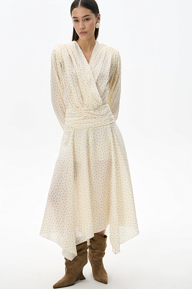 Polka dot dress with scarf - BRUSNIKA Women Clothes