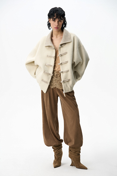 Wool bomber jacket with Chinese clasp - BRUSNIKA Women Clothes