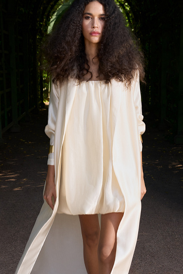 Satin Balloon Dress - BRUSNIKA Women Clothes