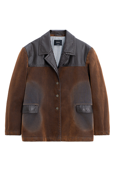 Denim jacket with eco-leather inserts - BRUSNIKA Women Clothes