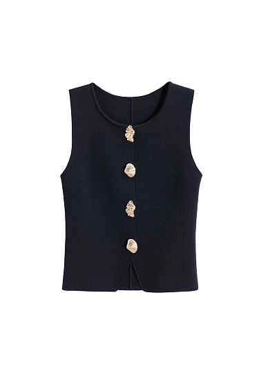 Knitted vest with accent buttons - BRUSNIKA Women Clothes