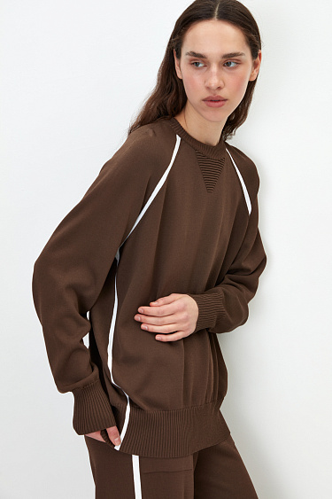 Knit jumper with contrast lines - BRUSNIKA Women Clothes