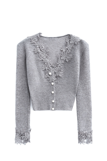 Merino wool cardigan with lace - BRUSNIKA Women Clothes