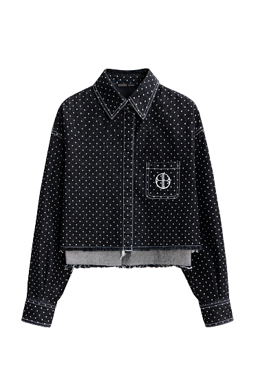 Polka dot denim shirt - BRUSNIKA Women Clothes