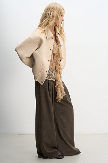 Double-sided bomber jacket made of 100% wool - BRUSNIKA Women Clothes
