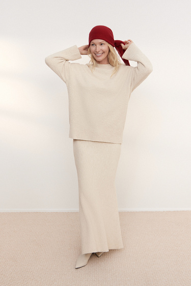 knitted skirt made of bouclé yarn - BRUSNIKA Women Clothes