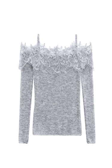Merino wool longsleeve with lace - BRUSNIKA Women Clothes