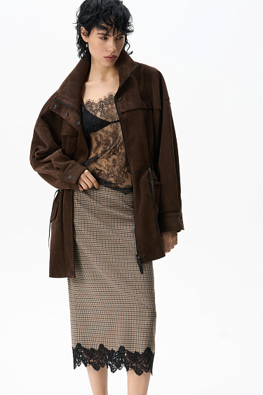 Gingham midi skirt - BRUSNIKA Women Clothes