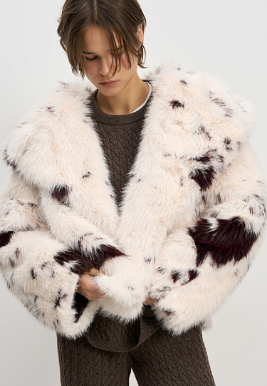 Eco-fur coat with animalistic print - BRUSNIKA Women Clothes