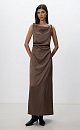 Satin dress with draping on the shoulders - BRUSNIKA. Women clothes