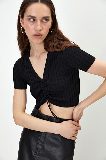 Knitted top with drawstring - BRUSNIKA Women Clothes