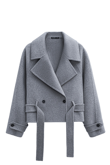 Short trench coat made of wool - BRUSNIKA Women Clothes