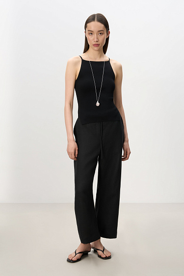Shortened trousers made of 100% linen - BRUSNIKA Women Clothes