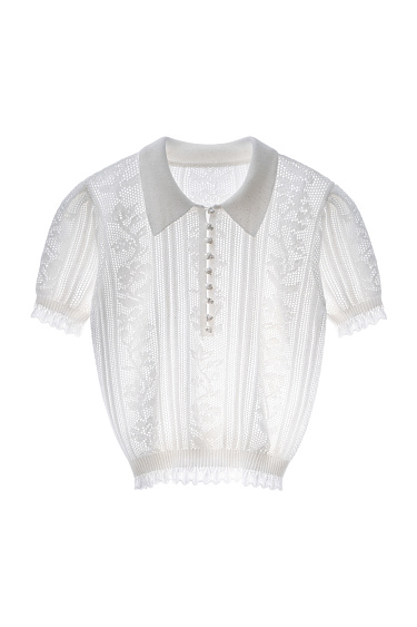 Openwork polo with sequins - BRUSNIKA Women Clothes