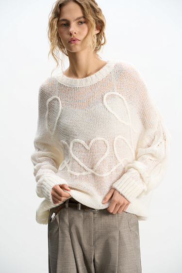 Jumper with a voluminous decor - BRUSNIKA Women Clothes