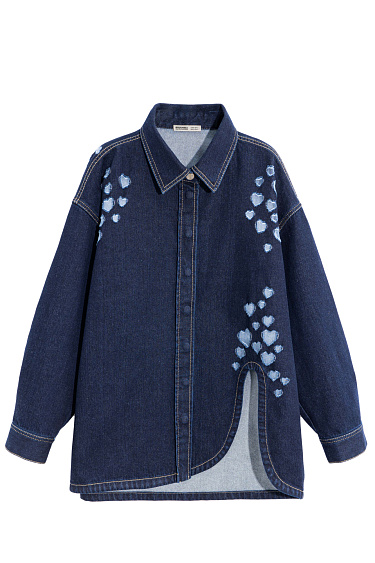 Denim shirt with hearts - BRUSNIKA Women Clothes