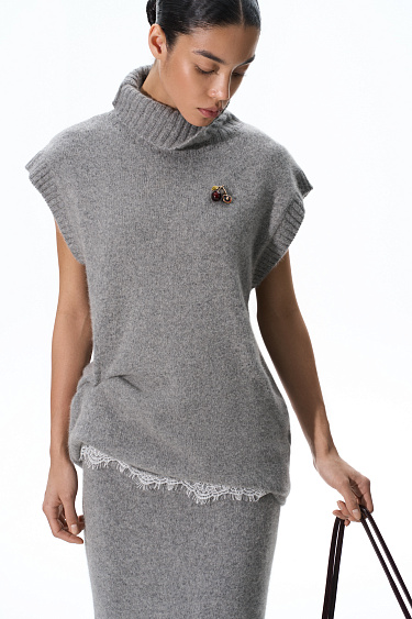 Fox Down Knitted Vest - BRUSNIKA Women Clothes