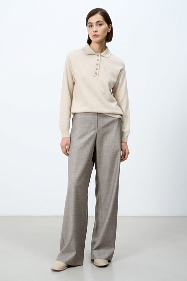 Cashmere and wool jumper with a polo collar - BRUSNIKA Women Clothes