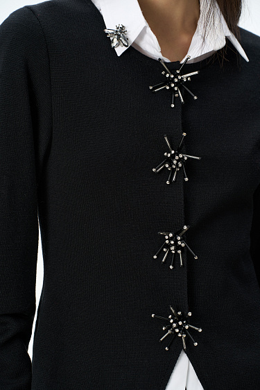 Magnetic-button jacket with decoration - BRUSNIKA Women Clothes