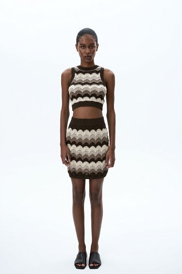 Cotton mini skirt with wavy pattern - BRUSNIKA Women Clothes