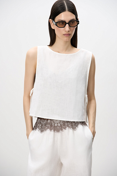 Linen tie top - BRUSNIKA Women Clothes