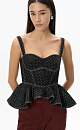 Denim top with polka-dot waistband - BRUSNIKA. Women clothes