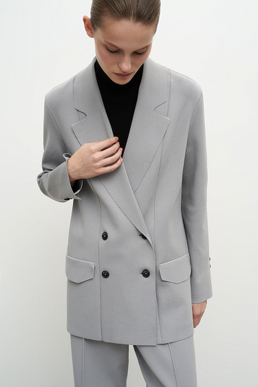 Double-breasted knit blazer - BRUSNIKA Women Clothes