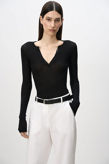 Cut-out long sleeve top - BRUSNIKA Women Clothes