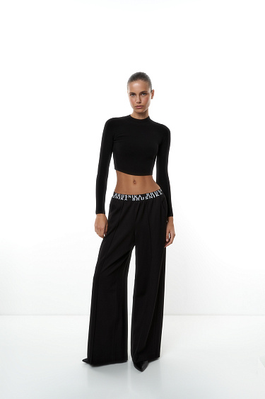 Mid-rise wide leg pants - BRUSNIKA Women Clothes