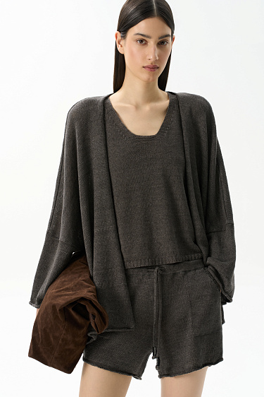 Loose 100% linen cardigan - BRUSNIKA Women Clothes