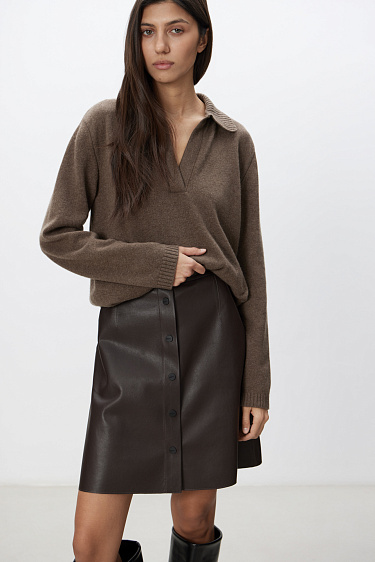 Faux leather mini skirt - BRUSNIKA Women Clothes